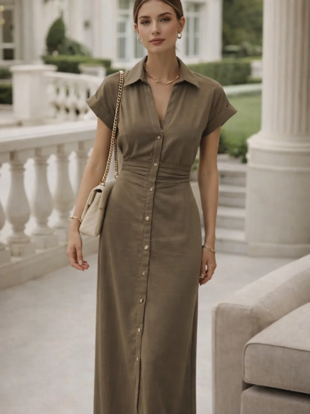 short maxi dress with sleeves and Artworks Choose Color:Granite Extra Long Full Length sale-20241118 this maxi dress keeps